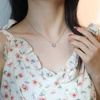 [Love Lucky]SUN PEDANT PINK GOLD 1 DIAMOND NECKLACE