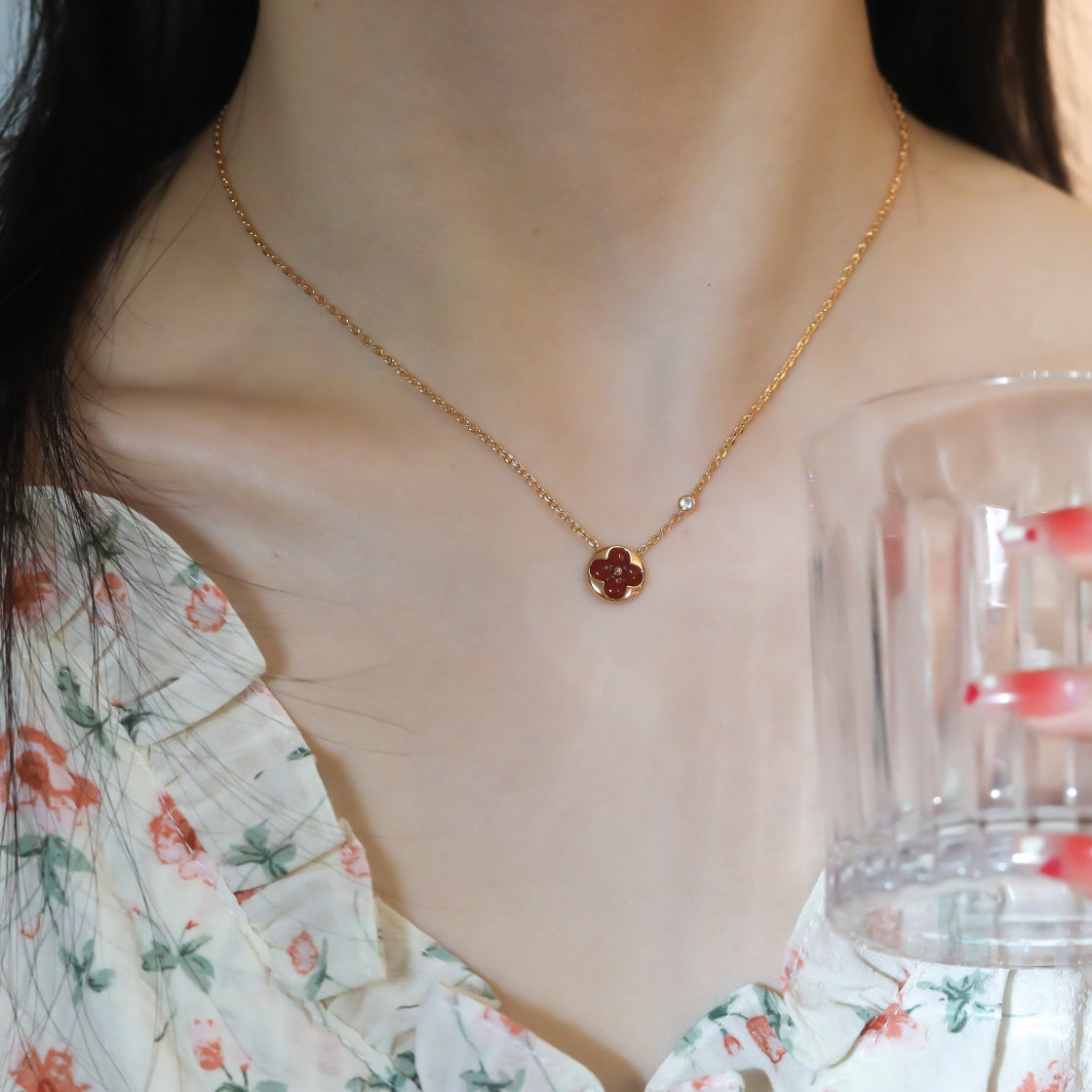 [Love Lucky]SUN PEDANT PINK GOLD 1 DIAMOND NECKLACE