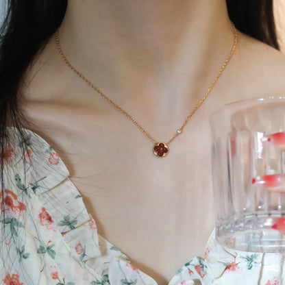 [Love Lucky]SUN PEDANT PINK GOLD 1 DIAMOND NECKLACE