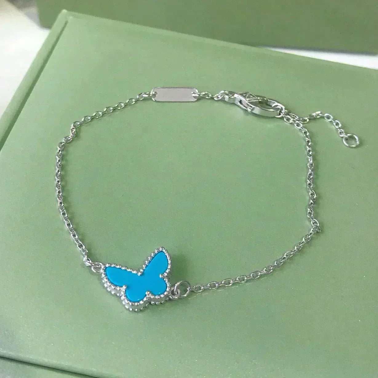 [Love Lucky]BUTTERFLY TURQUOISE BUTTERFLY BRACELET SILVER