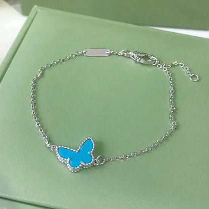 [Love Lucky]BUTTERFLY TURQUOISE BUTTERFLY BRACELET SILVER