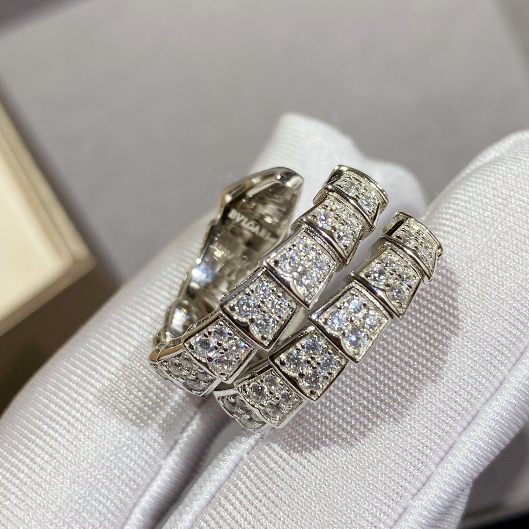 [Love Lucky]SERPENTI DOUBLE RING SILVER DIAMOND PAVED