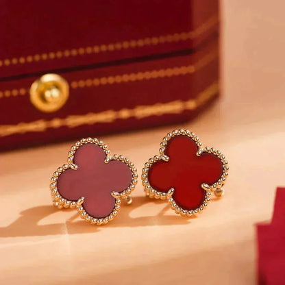[Love Lucky]CLOVER MEDIUM 1 MOTIFS CARNELIAN  EARRINGS