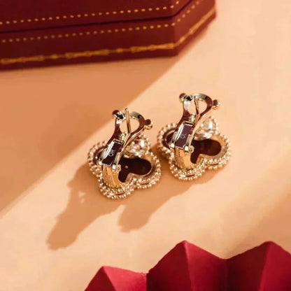 [Love Lucky]CLOVER MEDIUM 1 MOTIFS CARNELIAN  EARRINGS