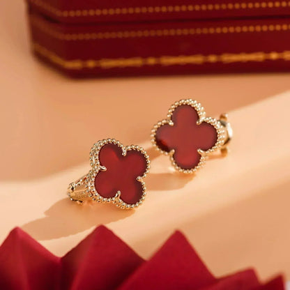 [Love Lucky]CLOVER MEDIUM 1 MOTIFS CARNELIAN  EARRINGS