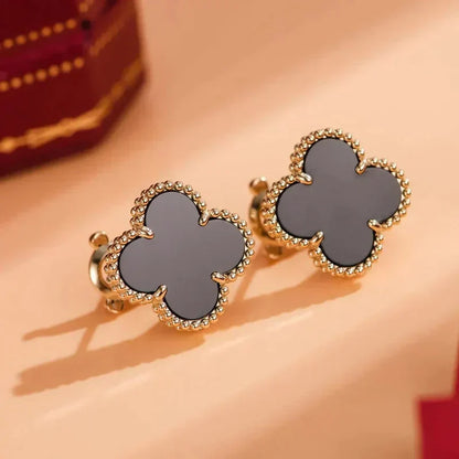 [Love Lucky]CLOVER MEDIUM 1 MOTIFS  ONYX STUD EARRINGS