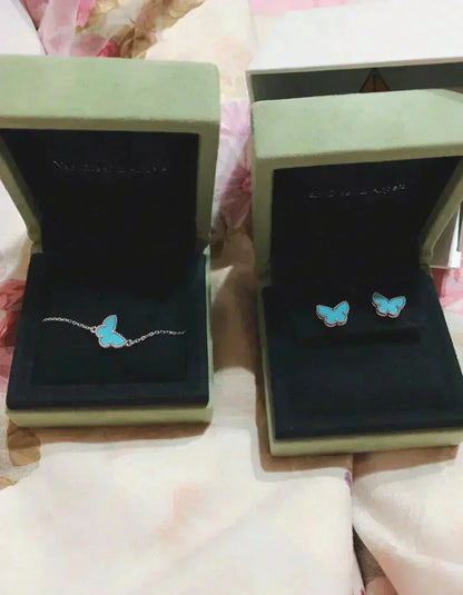 [Love Lucky]BUTTERFLY TURQUOISE EARRINGS SILVER