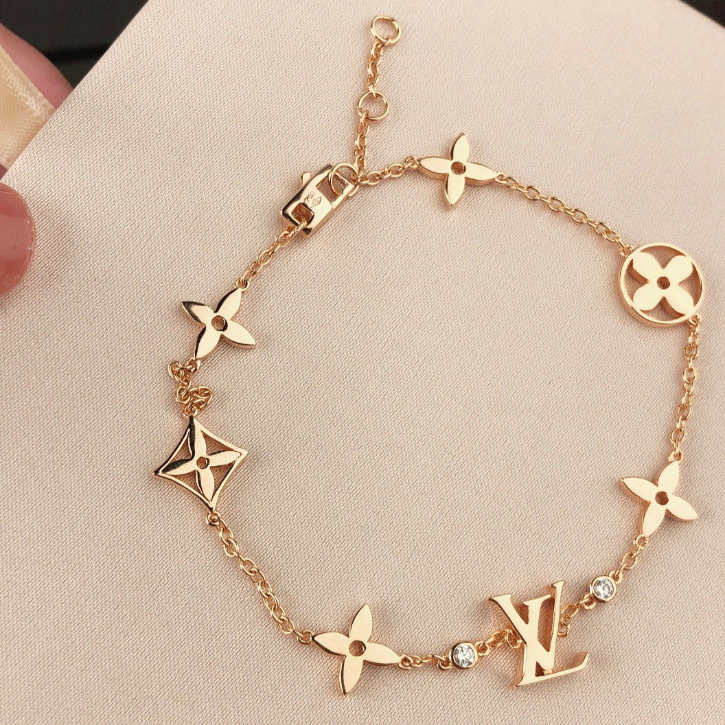 [Love Lucky]STAR AND SUN 7 MOTIFS GOLD BRACELET