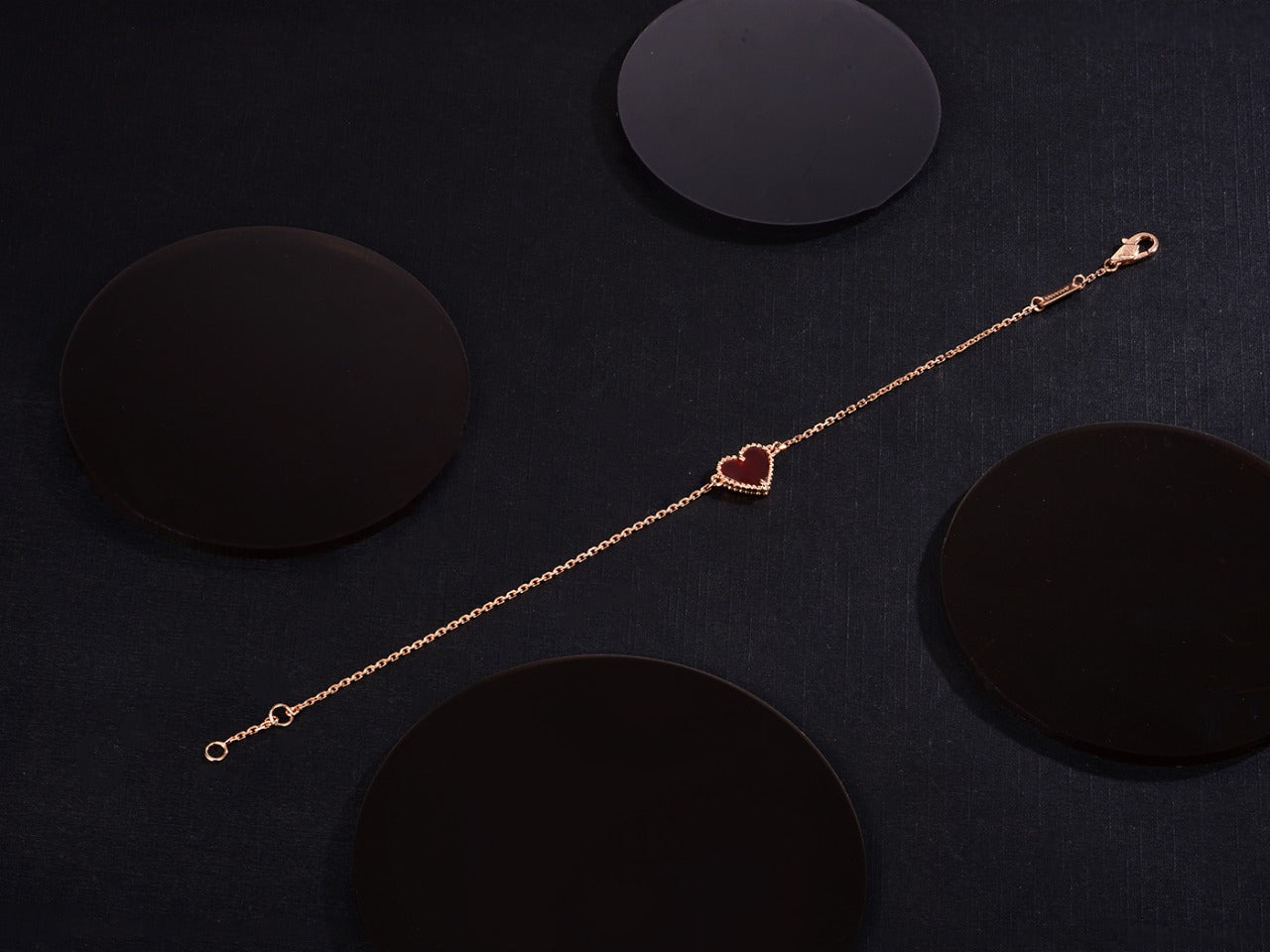 [Love Lucky]HEART CARNELIAN PINK GOLD BRACELET