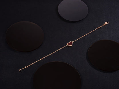 [Love Lucky]HEART CARNELIAN PINK GOLD BRACELET