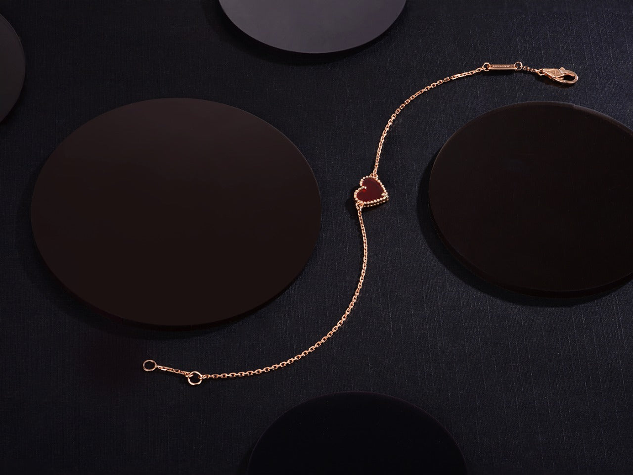[Love Lucky]HEART CARNELIAN PINK GOLD BRACELET