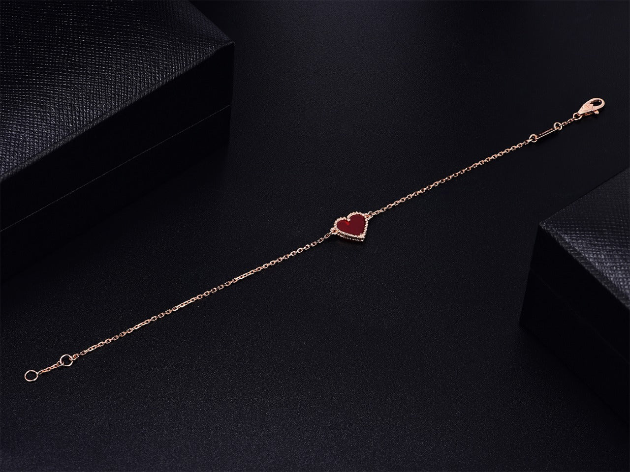 [Love Lucky]HEART CARNELIAN PINK GOLD BRACELET