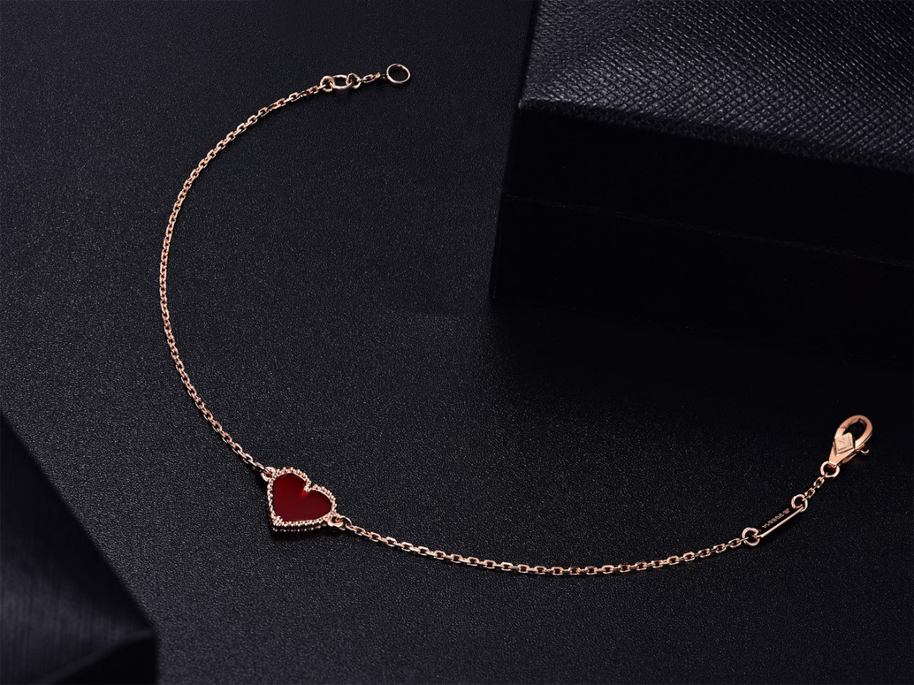 [Love Lucky]HEART CARNELIAN PINK GOLD BRACELET