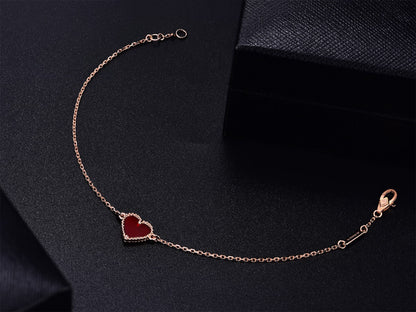 [Love Lucky]HEART CARNELIAN PINK GOLD BRACELET
