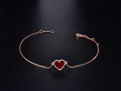 [Love Lucky]HEART CARNELIAN PINK GOLD BRACELET