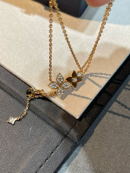 [Love Lucky]STAR BLOSSOM NECKLACE PINK GOLD DIAMONDS