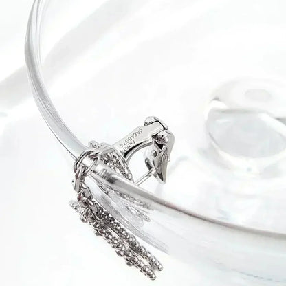 [Love Lucky]CLOVER 2 MOTIFS  DIAMOND ONYX EARRINGS SILVER