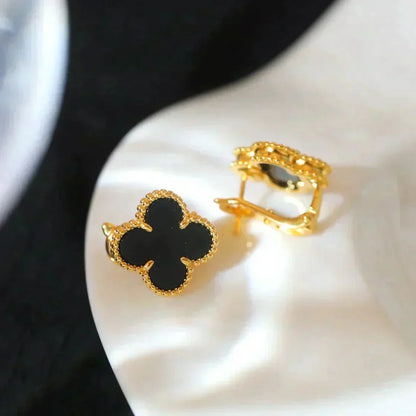 [Love Lucky]CLOVER MEDIUM 1 MOTIFS  ONYX STUD EARRINGS