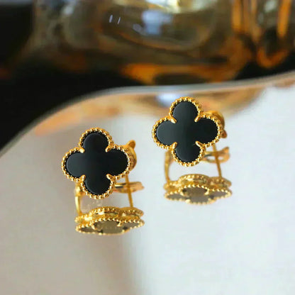 [Love Lucky]CLOVER MEDIUM 1 MOTIFS  ONYX STUD EARRINGS