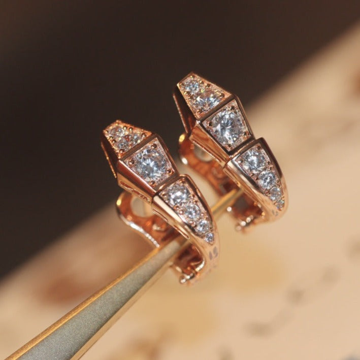 [Love Lucky]SERPENT PINK GOLD DIAMOND EARRINGS