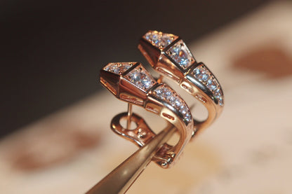 [Love Lucky]SERPENT PINK GOLD DIAMOND EARRINGS
