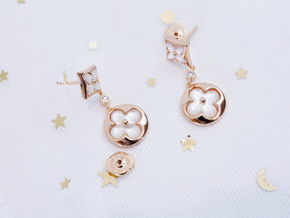 [Love Lucky]STAR AND SUN PINK GOLD MOP DROP EARRINGS