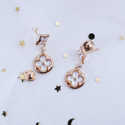 [Love Lucky]STAR AND SUN PINK GOLD MOP DROP EARRINGS