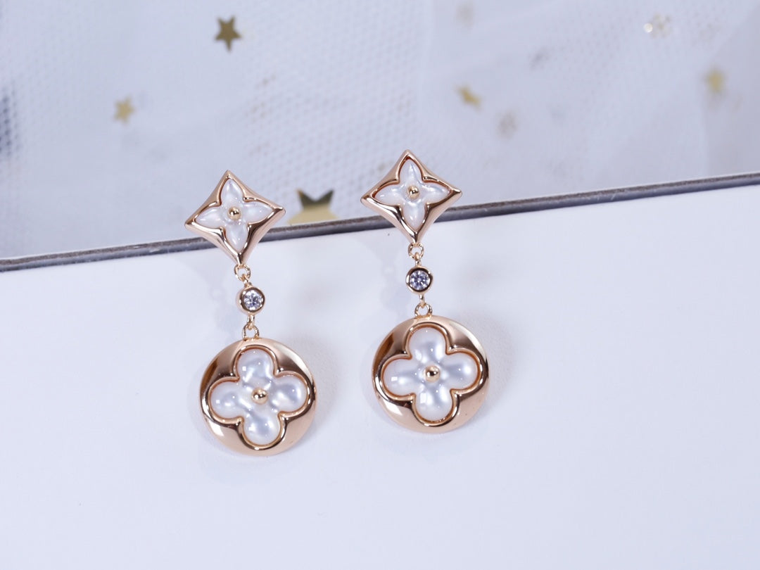[Love Lucky]STAR AND SUN PINK GOLD MOP DROP EARRINGS
