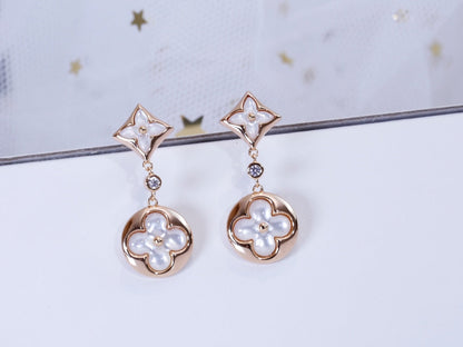[Love Lucky]STAR AND SUN PINK GOLD MOP DROP EARRINGS