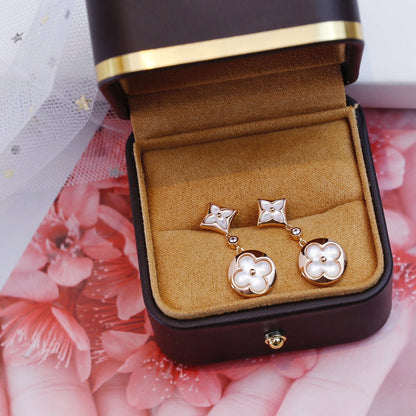[Love Lucky]STAR AND SUN PINK GOLD MOP DROP EARRINGS
