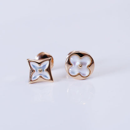[Love Lucky]STAR AND SUN PINK GOLD MOP STUD EARRINGS
