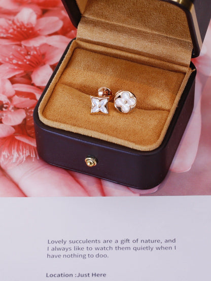 [Love Lucky]STAR AND SUN PINK GOLD MOP STUD EARRINGS