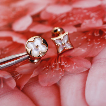 [Love Lucky]STAR AND SUN PINK GOLD MOP STUD EARRINGS