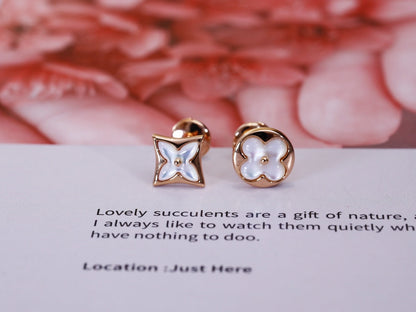 [Love Lucky]STAR AND SUN PINK GOLD MOP STUD EARRINGS