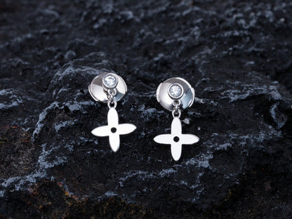 [Love Lucky]VIDYLLE SILVER DIAMOND MINI DROP EARRINGS