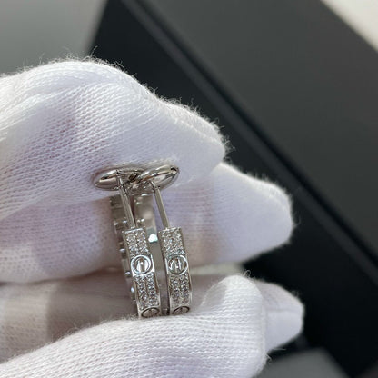 [Love Lucky]LOVE DIAMOND SILVER HOOP EARRINGS