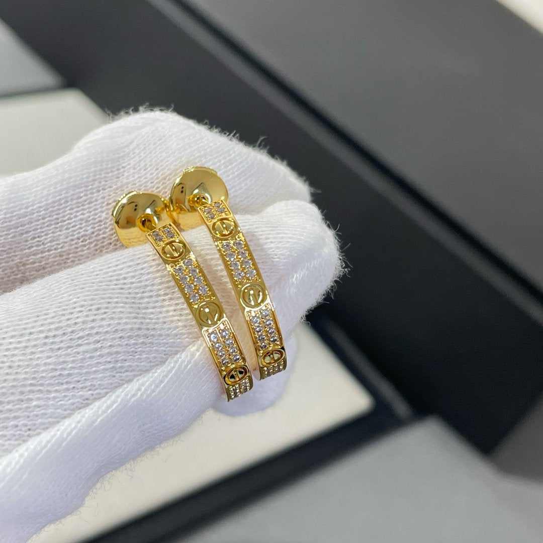 [Love Lucky]LOVE DIAMOND GOLD HOOP EARRINGS