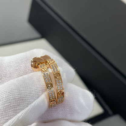 [Love Lucky]LOVE DIAMOND PINK GOLD HOOP EARRINGS