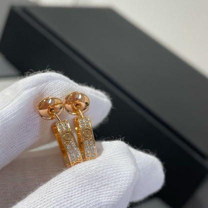 [Love Lucky]LOVE DIAMOND PINK GOLD HOOP EARRINGS