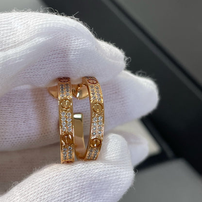 [Love Lucky]LOVE DIAMOND PINK GOLD HOOP EARRINGS