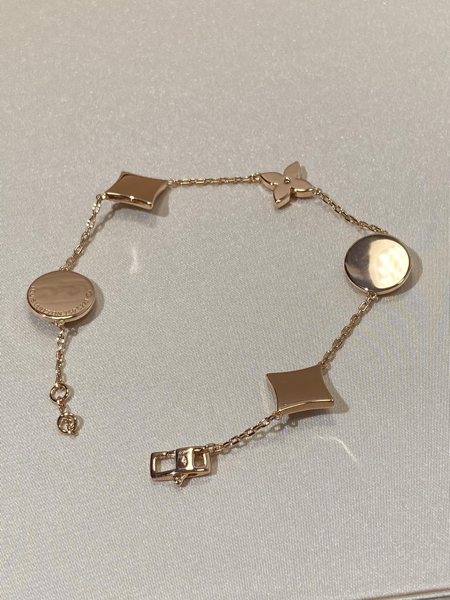 [Love Lucky]STAR AND SUN 5 MOTIF MOP PINK GOLD BRACELET