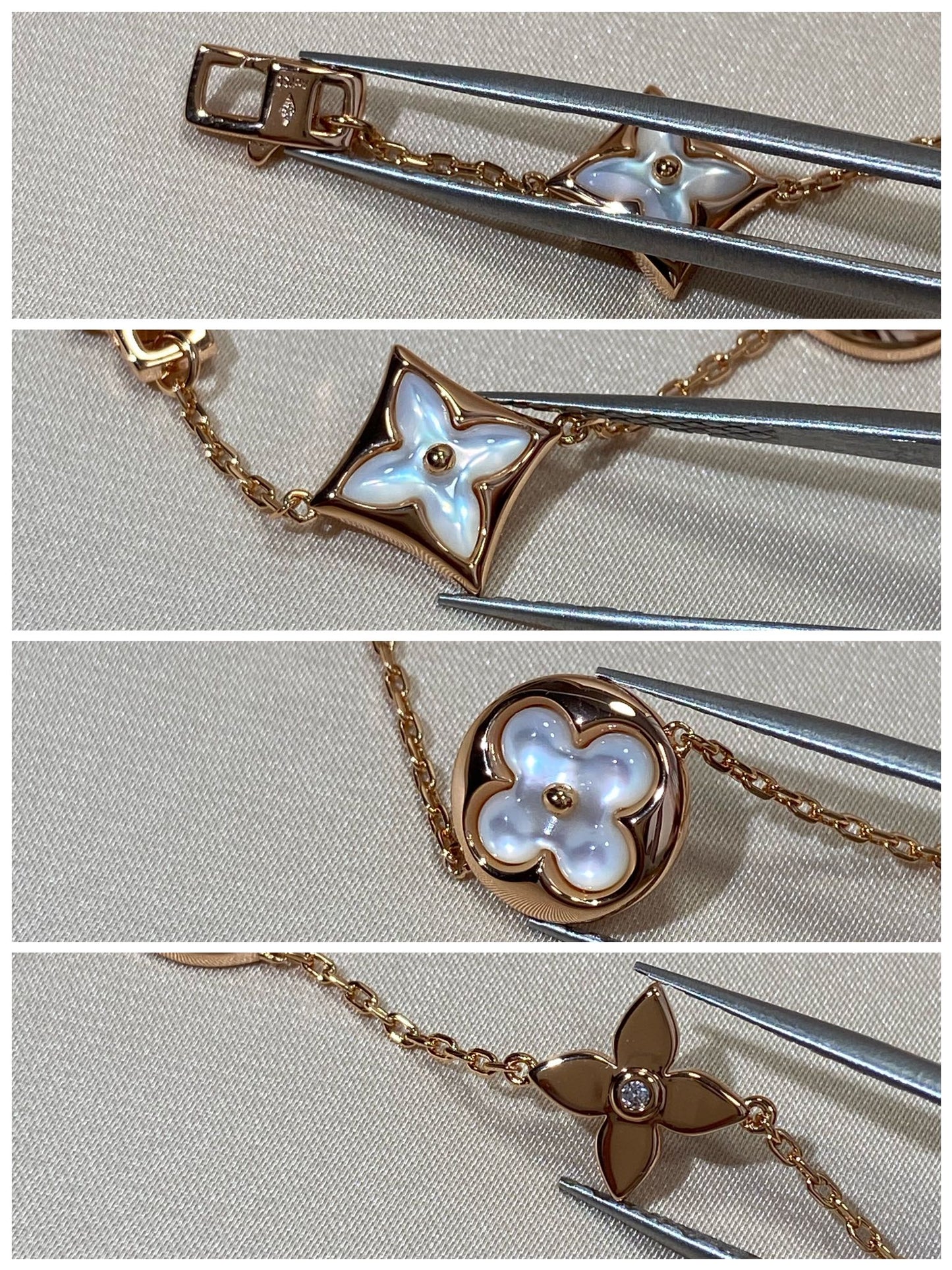 [Love Lucky]STAR AND SUN 5 MOTIF MOP PINK GOLD BRACELET