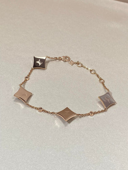 [Love Lucky]STAR 4 MOTIF MOP DIAMOND PINK GOLD BRACELET