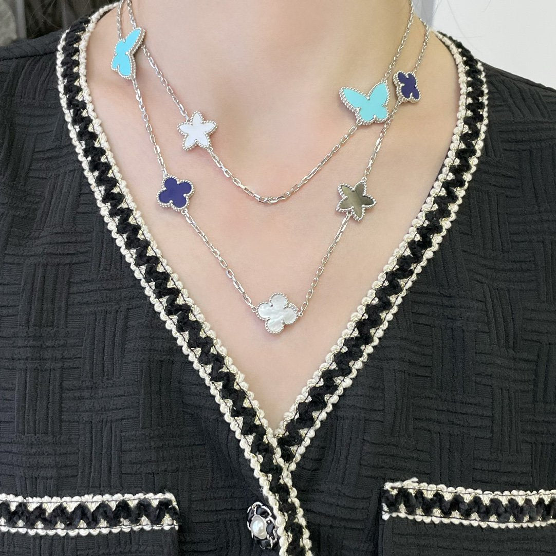 [Love Lucky]LUCKY CLOVER SILVER 11 MOTIF NECKLACE