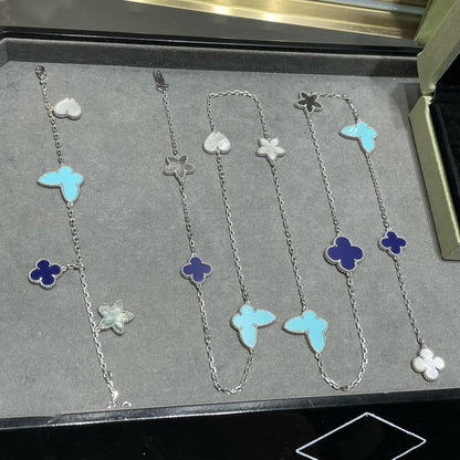 [Love Lucky]LUCKY CLOVER SILVER 11 MOTIF NECKLACE