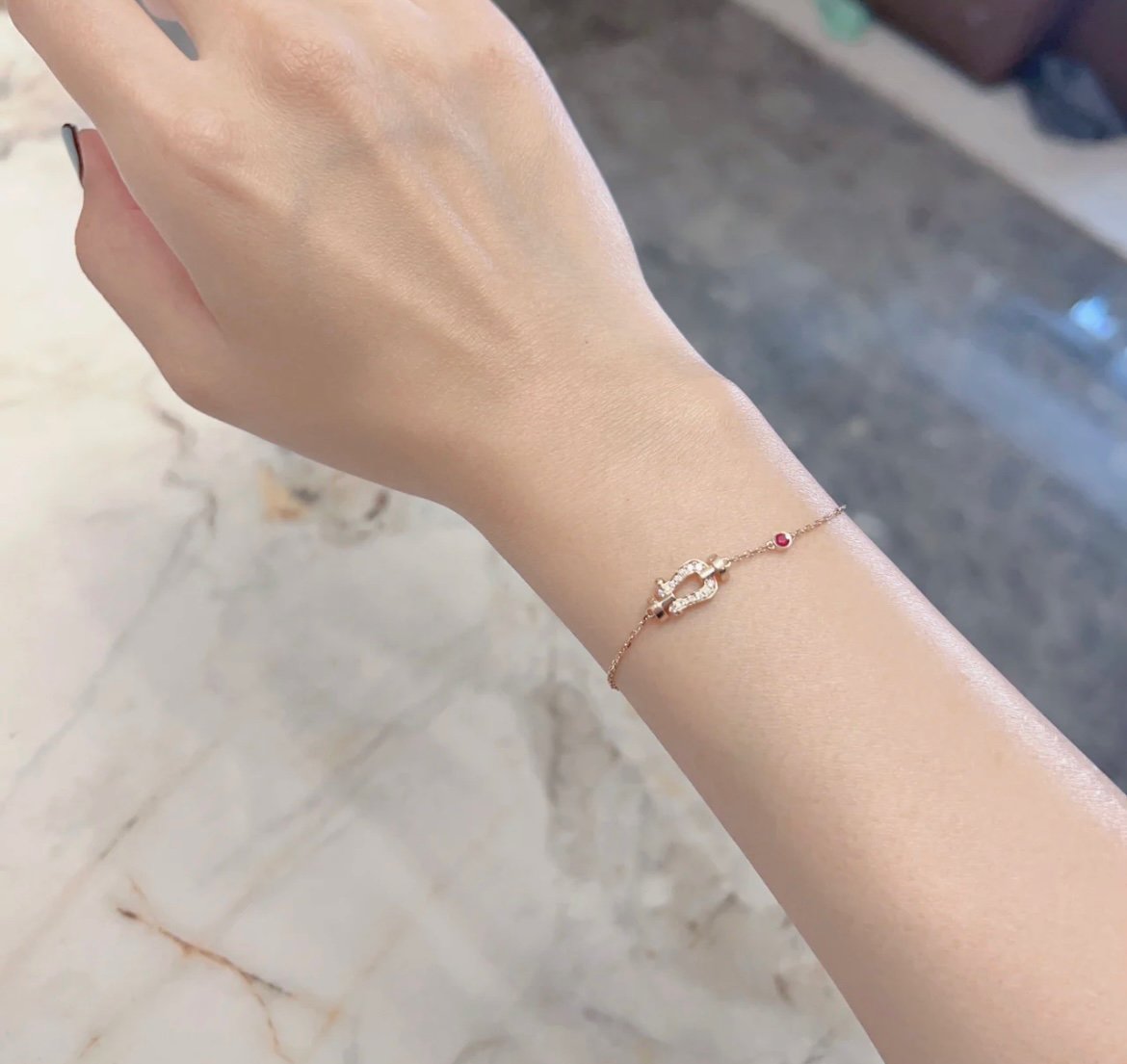 [Love Lucky]FORCE 10 DIAMOND CHAIN LINK PINK GOLD BRACELET