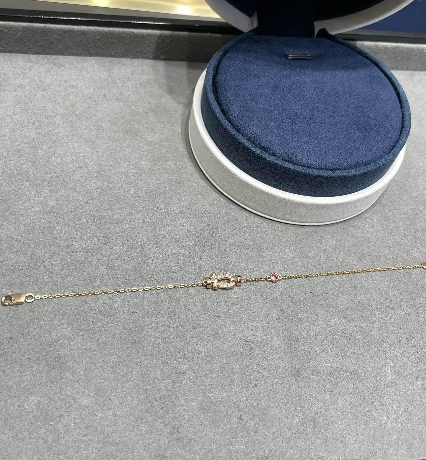 [Love Lucky]FORCE 10 DIAMOND CHAIN LINK PINK GOLD BRACELET