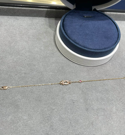 [Love Lucky]FORCE 10 DIAMOND CHAIN LINK PINK GOLD BRACELET