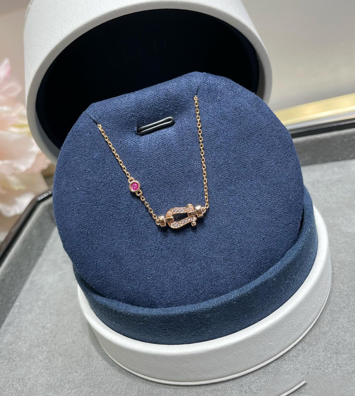 [Love Lucky]FORCE 10 DIAMOND CHAIN LINK PINK GOLD BRACELET