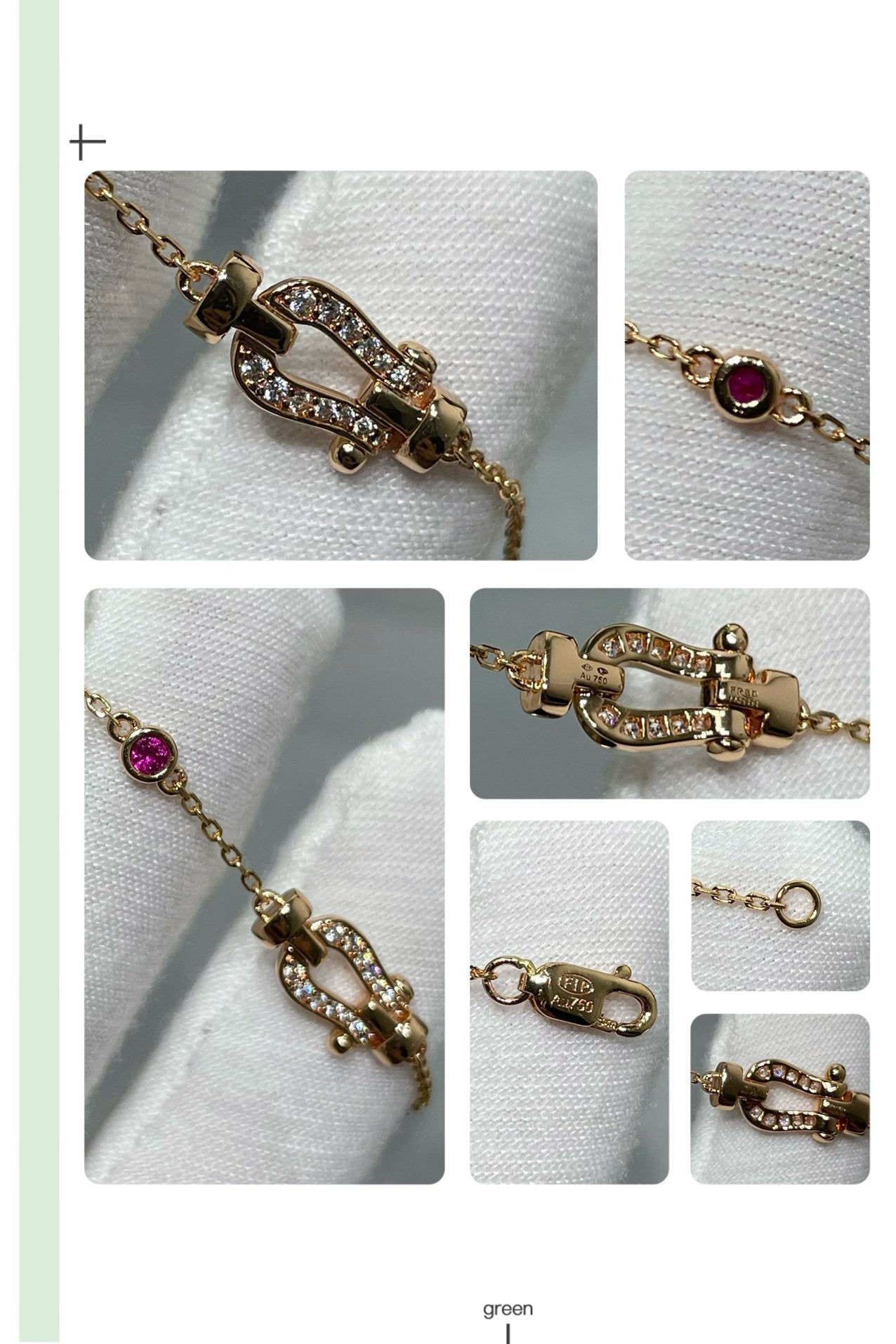 [Love Lucky]FORCE 10 DIAMOND CHAIN LINK PINK GOLD BRACELET